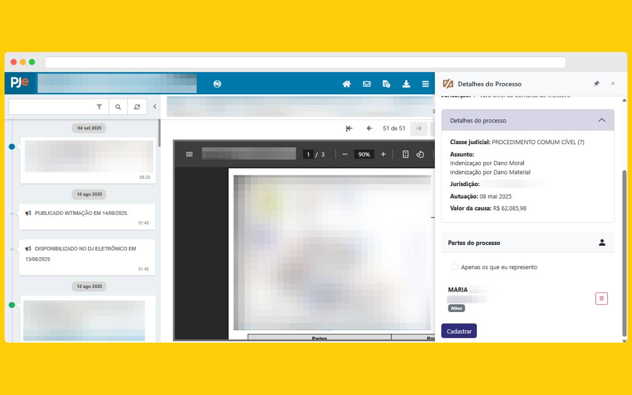 Capturando processo com a extensão Assistente ADV