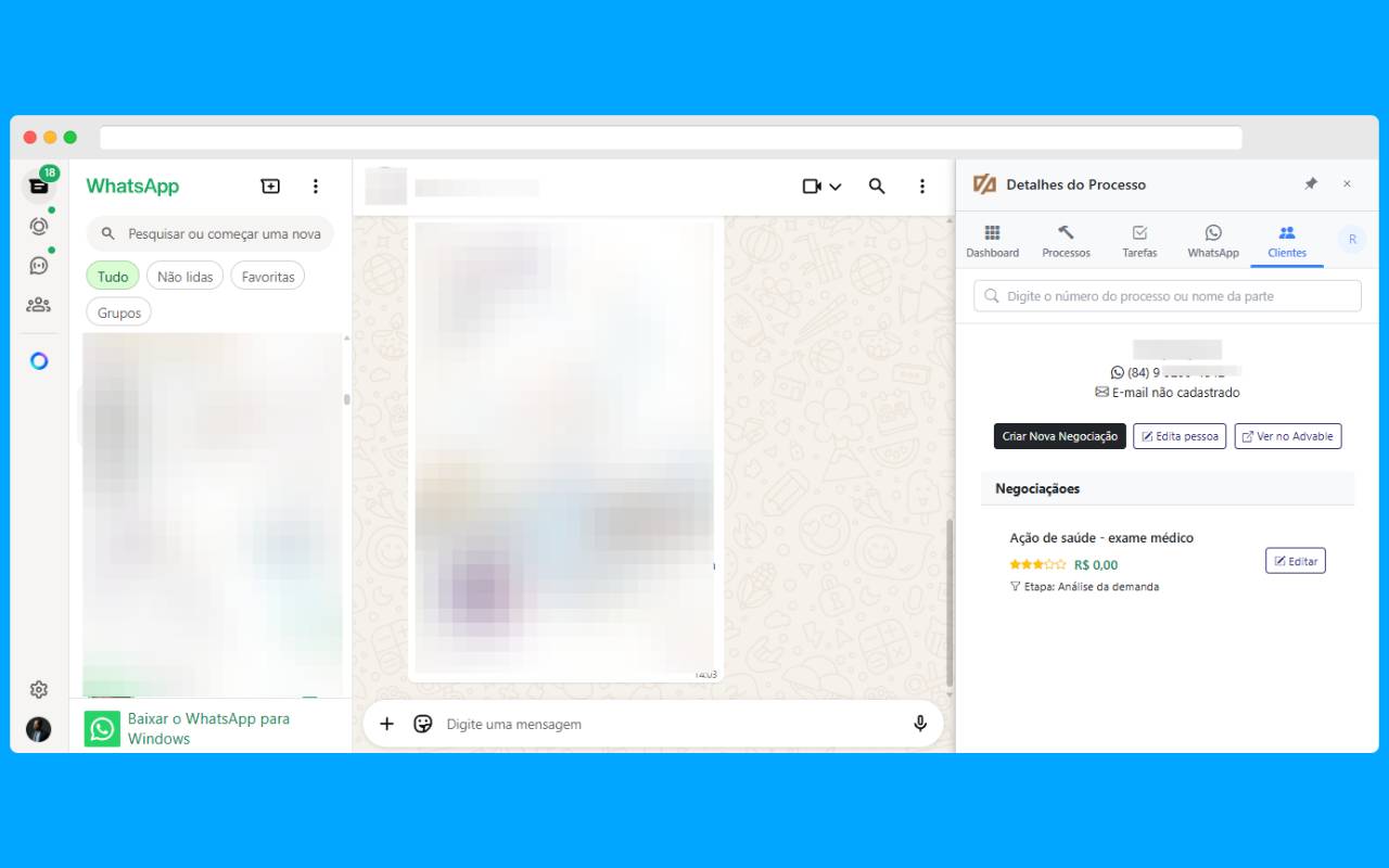 Extensão integrada ao WhatsApp Web para CRM
